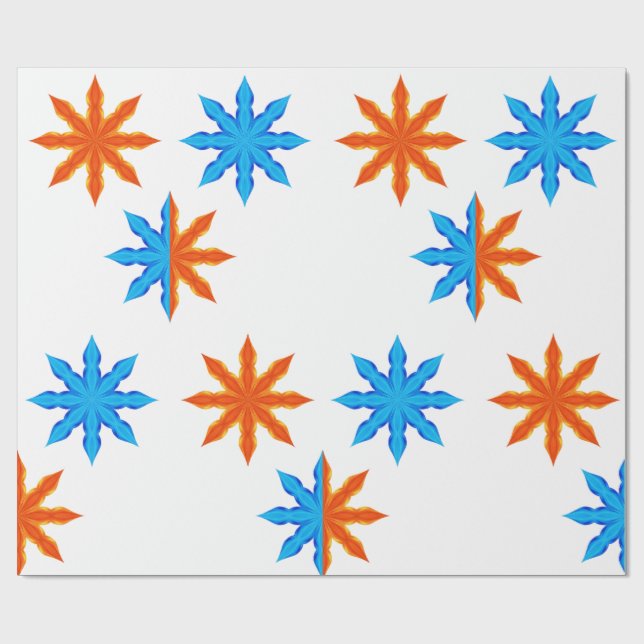 Papel De Presente Estrelas de Oito Pontas de Fogo e Gelo (Aberto)