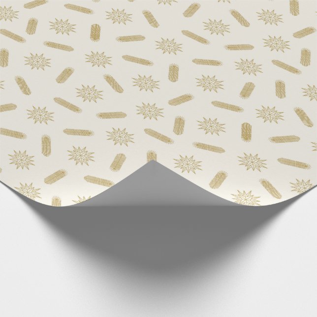 Papel De Presente Estrelas de ouro e Brunches de Árvore (Ponta)