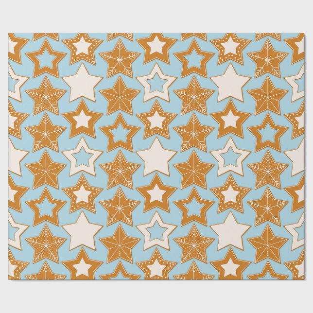 Papel De Presente Estrelas de Pão de Mel (Feriado) (Barra)
