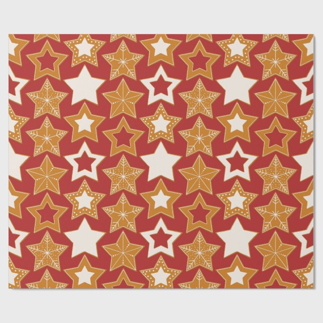 Papel De Presente Estrelas de Pão de Mel (Natal) (Aberto)