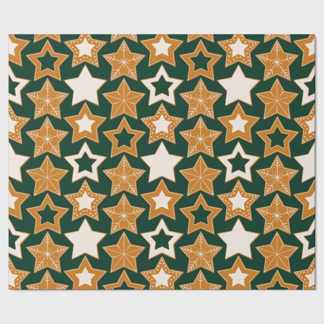 Papel De Presente Estrelas de Pão de Mel (Natal) (Barra)