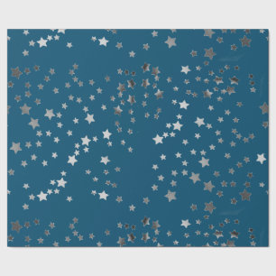 Papel De Presente Estrelas dispersas em azul