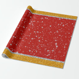 Papel De Presente Estrelas do brilho - vermelho de prata