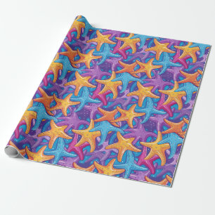 Papel De Presente Estrelas do Mar Coloridas