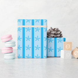 Papel De Presente Estrelas do Mar Costeiras & Listras Sem Costura Pr