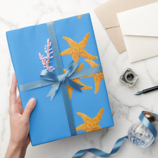 Papel De Presente Estrelas-do-mar laranjas