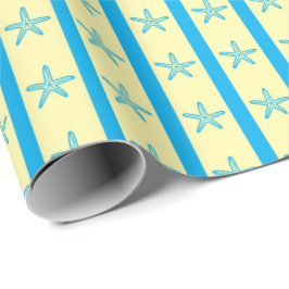 Papel De Presente Estrelas do Mar & Listras Ousadas Verão Aniversári