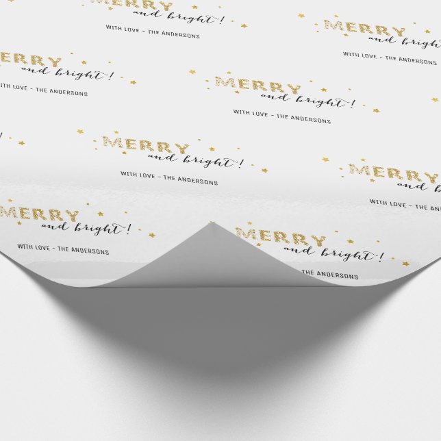 Papel De Presente Estrelas do ouro - Feliz e Brilho (Ponta)