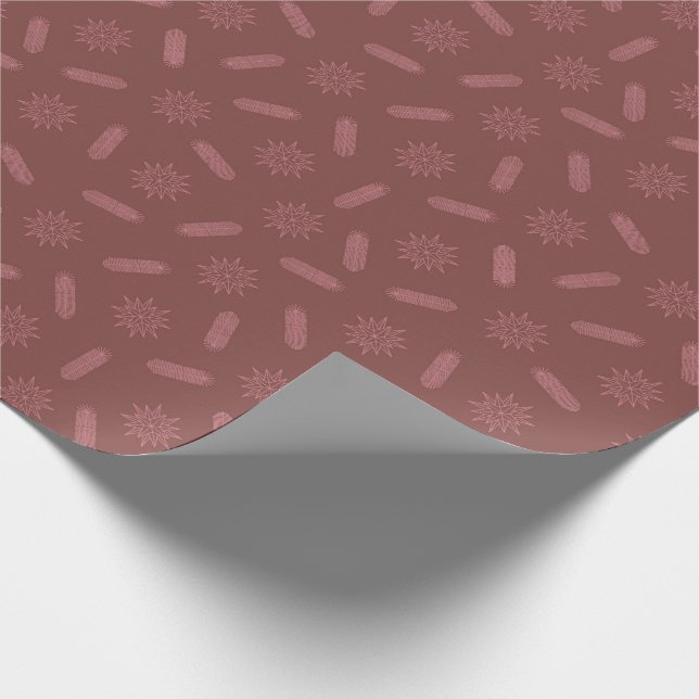 Papel De Presente Estrelas e Brunches de Árvore Rosa Antigas (Ponta)