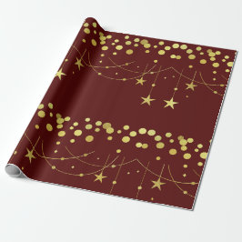 Papel De Presente Estrelas e Círculos do ouro Padrão