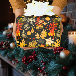 Papel De Presente Estrelas e Enfeites de Natal Personalizados
