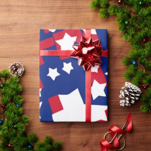 Papel De Presente Estrelas e Listras Ousadas, Edição de 4 de Julho