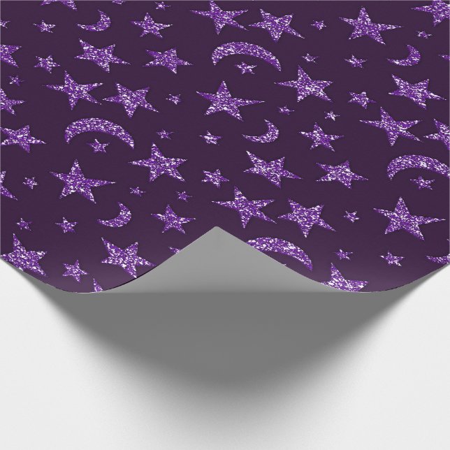 Papel De Presente Estrelas e Lua Ametist Roxo Plum Sparkasse (Ponta)