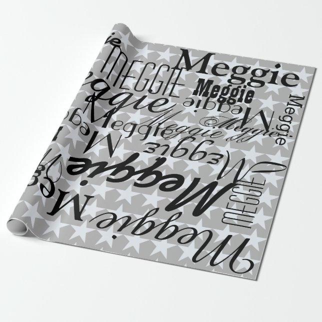 Papel De Presente Estrelas e Nomes personalizados (Desenrolado)