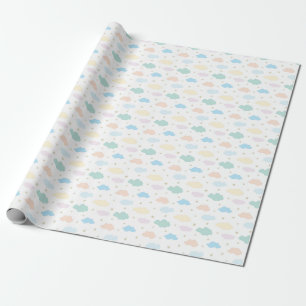 Papel De Presente Estrelas e Nuvens de Pastel