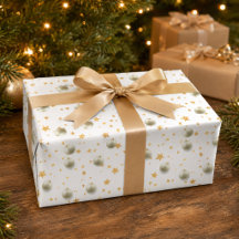 Estrelas e Ornamentos de Natal em Dourado Elegante