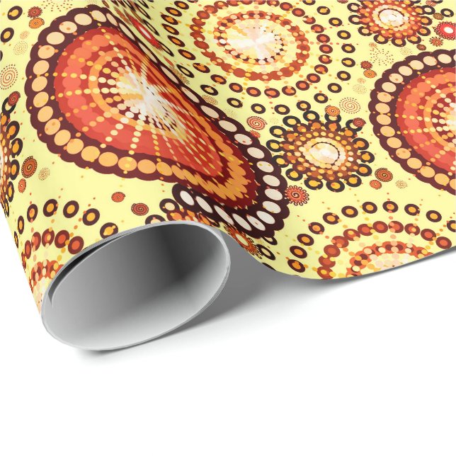 Papel De Presente Estrelas e pineiras, castanhas e amarelas (Ponta do rolo)