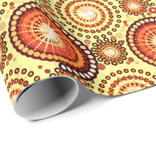 Papel De Presente Estrelas e pineiras, marrom e amarelo