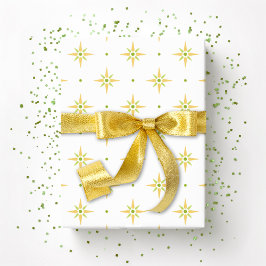 Papel De Presente Estrelas e Pontos em Palma e Amarelo