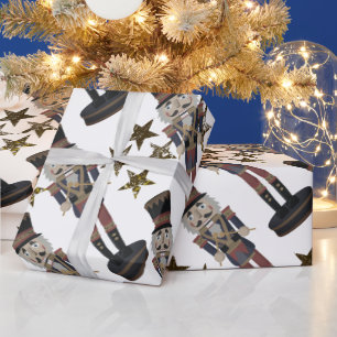 Papel De Presente Estrelas e Quebra-Nozes de Natal