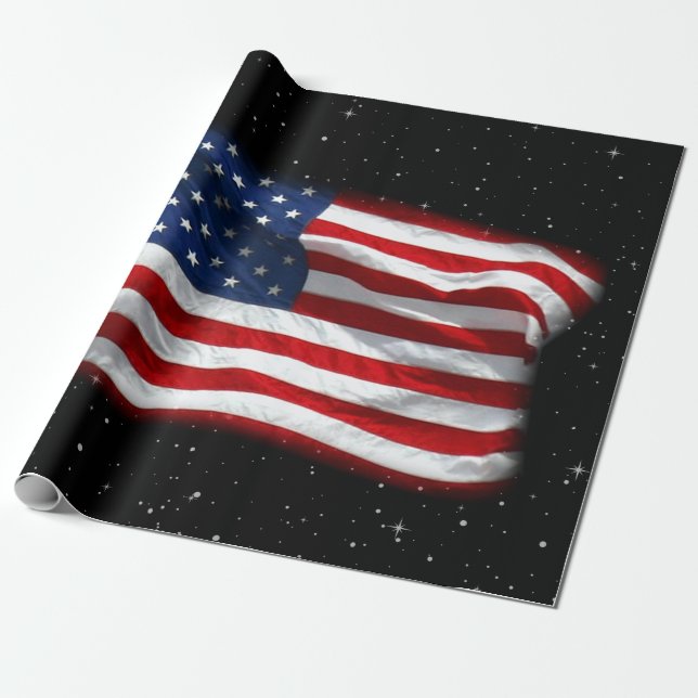 Papel De Presente Estrelas e Stripes Bandeira Americana Patriótica (Desenrolado)