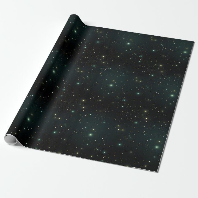 Papel De Presente Estrelas em Preto (Desenrolado)