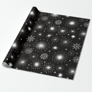 Papel De Presente Estrelas & Flocos de Neve de Natal Vintage Retrô