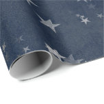 Papel De Presente Estrelas Marinhos Azuis Estrelas Cinzas Prata Conf<br><div class="desc">florenceK design Delicar papel de embrulhamento de florestas estreladas de madeira.</div>