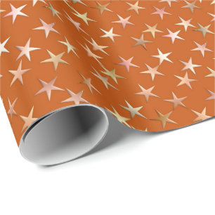 Papel De Presente Estrelas metálicas, ouro pálido e máscaras do