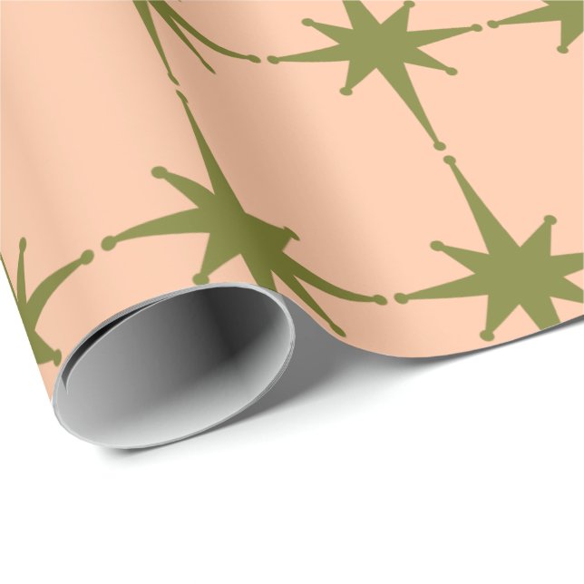 Papel De Presente Estrelas Modernas do século médio - Padrão de Vint (Ponta do rolo)