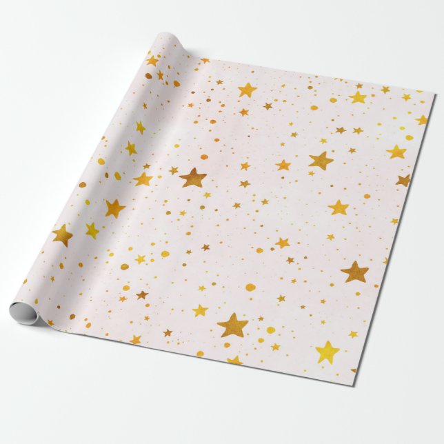 Papel De Presente Estrelas Ouros (Desenrolado)