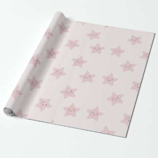 Papel De Presente Estrelas rosa adoráveis