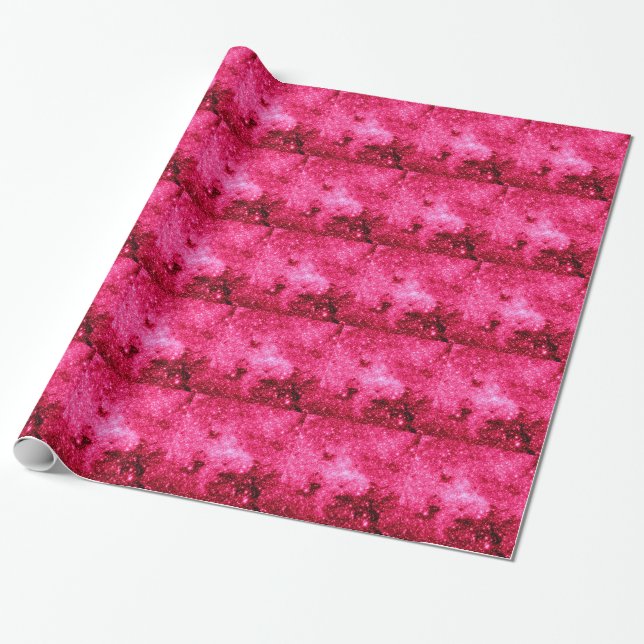 Papel De Presente Estrelas Rosa Quentes (Desenrolado)