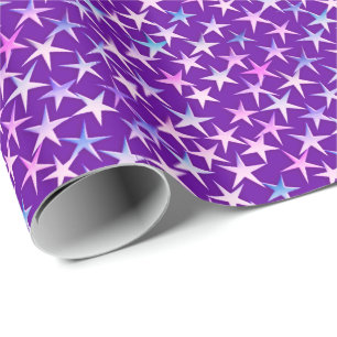 Papel De Presente Estrelas satíricas, lavanda em roxo