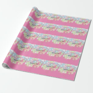 Papel De Presente Estrelas simples de brilho rosa vermelho adicione
