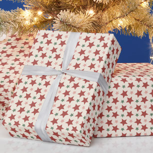 Papel De Presente Estrelas Verde Vermelho Poeira Rosa Natal Feriado