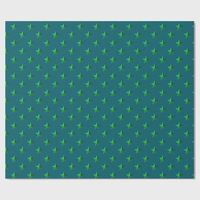Papel De Presente Estrelas verdes azuis profundas (Aberto)