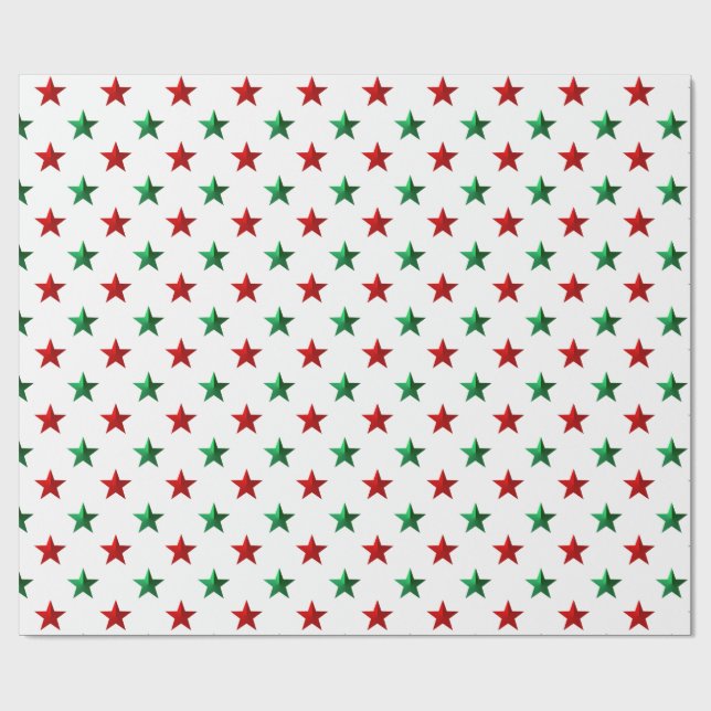 Papel De Presente Estrelas Vermelhas e Verdes (Aberto)
