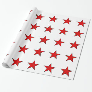 Papel De Presente estrelas vermelhas no fundo branco