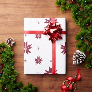 Papel De Presente Estrelas vermelhas padrão de Natal festivo geométr