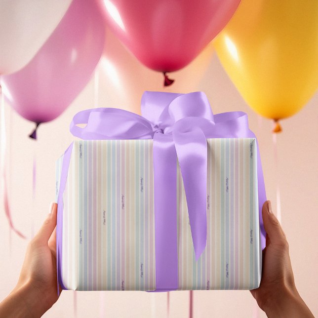 Papel De Presente Estribo Arco-Íris de Pastel com Aquarela (Criador carregado)