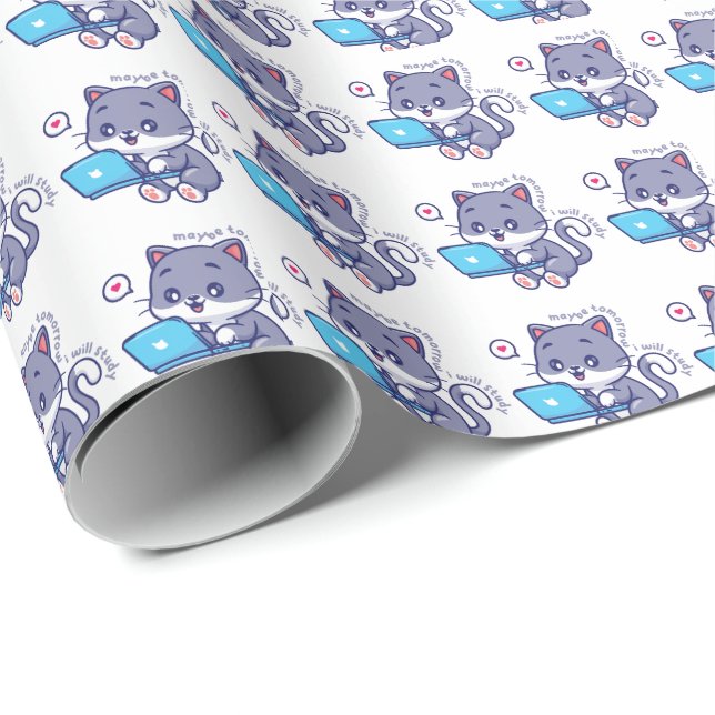 Papel De Presente estudante preguiçoso giro - talvez amanhã eu estud (Ponta do rolo)