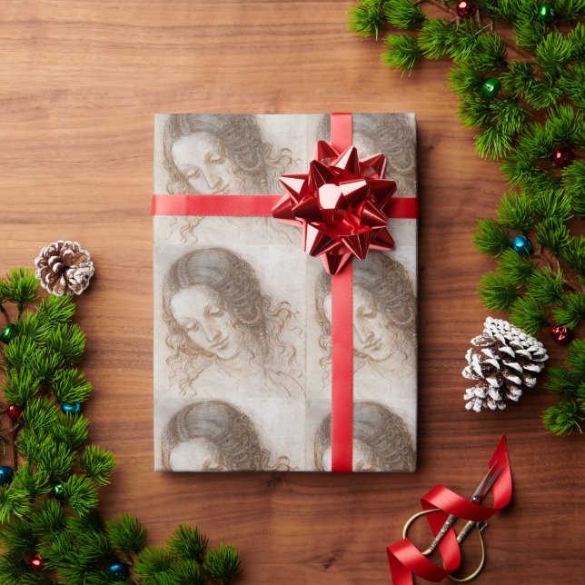 Papel De Presente Estudo de Leonardo da Vinci da Cabeça de Leda (Presente de Natal)