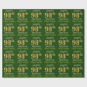 Papel De Presente Esverdeie, ANIVERSÁRIO FELIZ Dourado do falso