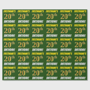 Papel De Presente Esverdeie, falso/ouro de imitação, "20o