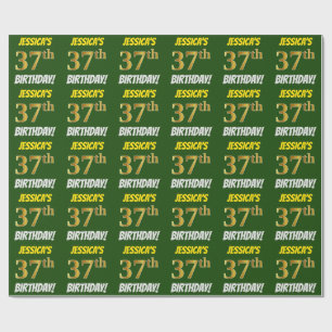 Papel De Presente Esverdeie, falso/ouro de imitação, "37th
