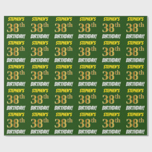 Papel De Presente Esverdeie, falso/ouro de imitação, "38th