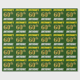 Papel De Presente Esverdeie, falso/ouro de imitação, "60th