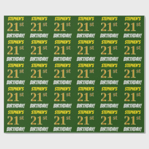 Papel De Presente Esverdeie, falso/ouro de imitação, "aniversário