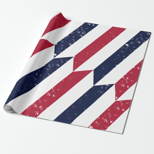 Papel De Presente Etapas da Liberdade - Branco Vermelho e Patriótico (Desenrolado)